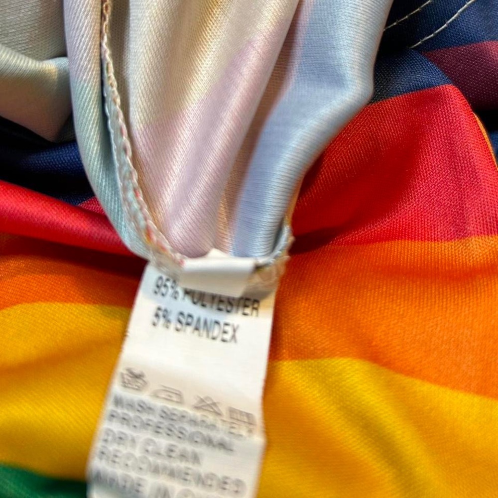 Colorful Striped Long Sleeve Romper Women’s Small Multi Rainbow - Picture 7 of 8